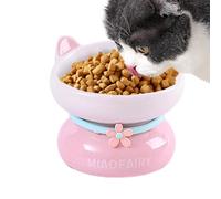Ceramic | Backflow prevention ceramic tilted, cute slanted mouth raised litter boxes stable for food and water