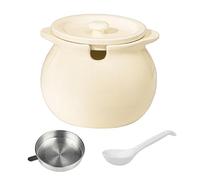 Ceramic Bacon Grease Container - Kitchen Oil Storage Container with Strainer and Spatula | 50 oz Cooking Accessories for Home, Family Dinner Prep, Holiday Brunch, Durable Ceramic Material 6.3 x