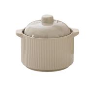 Ceramic Baking Bowl, high-Temperature-Resistant Round Casserole Dishes with lid, Pudding and Dessert, Clay Cooking pots, Soup for soups(Grey)