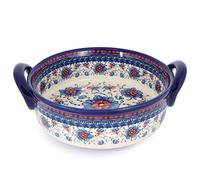 Ceramic Baking Dish For Oven, Small Casserole Dish With Handles, Ceramic Oven Bakeware-blue flower-round 950ml