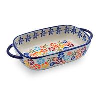 Ceramic Baking Dish For Oven, Small Casserole Dish With Handles, Ceramic Oven Bakeware-colored flowers A-rectangle 700ml