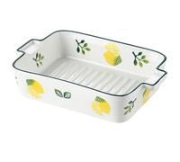 Ceramic Baking Dish, Lovely Lemon Baking Dish with Handles, Lasagna Pans, Casserole Dishes, Bake Pans for Cooking, Cake Dinner, Kitchen, Lemon Dishes for Oven