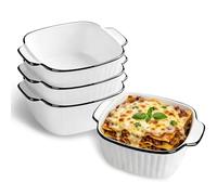 Ceramic Baking Dishes set of 4, 13Oz Square Baking Dishes, 5.75'' Oven Dish, Air Fryer Dishes, Ceramic Baking Dishes with Handles, Small Pie Dishes, Individual Pie Dishes, Oven & Microwave Safe