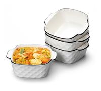 Ceramic Baking Dishes set of 4,Oven Dishes,400 ml Small Baking Dish for Air Fryer,Ceramic Bakeware with Handles,Small Oven, Casserole Dish, Small for Lasagne, Tiramisu, Baking Mould