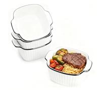 Ceramic Baking Dishes set of 4, Square Baking Dishes, Small Baking Dish for Air Fryer, Ceramic Bakeware with Handles, Oven & Microwave Safe