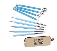 Ceramic Ball Stylus Dotting Tool Set,4PCS Double-Ended Metal Clay Sculpting Tools and 5PCS 2 Way Silicone Polymer and Foil Embossing Paper Flower Art Indentation Craft Tool Set