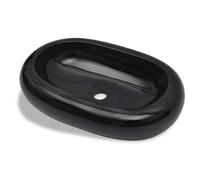 Ceramic Basin Oval 63x42x12cm Bathroom Sink Countertop White/Black vidaXL