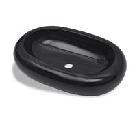 Ceramic Basin Oval 63x42x12cm Bathroom Sink Countertop White/Black vidaXL