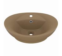 vidaXL Ceramic Basin Oval with Overflow 59x38.5x19cm Bathroom Fixture Sink