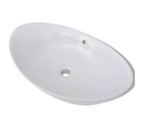 Ceramic Basin Oval Overflow 59x38.5x19cm Countertop Sink Black/White vidaXL