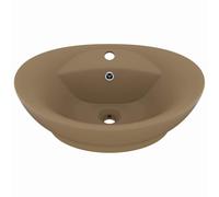 Ceramic Basin Oval Overflow 59x38.5x19cm Countertop Sink Black/White vidaXL