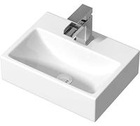 Ceramic Bathroom Cloakroom Vanity Wash Basin Sink Countertop Rectangular 1 Tap Hole Modern 400 x 300mm with Basin Mixer Tap Bundle