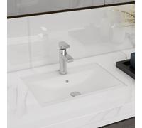 Vidaxl Ceramic Bathroom Sink Basin Faucet/overflow Hole White Rectangular