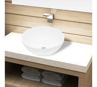 vidaXL Ceramic Bathroom Sink Basin White Round Above Counter Washroom Fixture