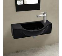 Ceramic Bathroom Sink Basin with Faucet Hole Black