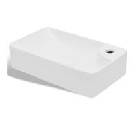Ceramic Bathroom Sink Basin with Faucet Hole Counter Top White/Black vidaXL