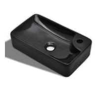 Ceramic Bathroom Sink Basin with Faucet Hole Counter Top White/Black vidaXL