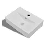 Ceramic Bathroom Sink Basin with Overflow Hole Rectangular White/Black vidaXL