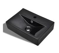 Ceramic Bathroom Sink Basin with Overflow Hole Rectangular White/Black vidaXL