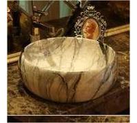 Ceramic Bathroom Sink, Marble Pattern Above Counter Basin Set - User-Friendly Vessel Sink for Bathroom Countertop