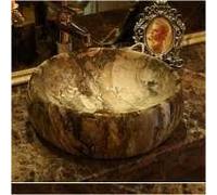 Ceramic Bathroom Sink, Marble Pattern Above Counter Basin Set - User-Friendly Vessel Sink for Bathroom Countertop