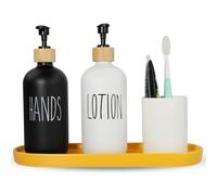 Ceramic Bathroom Sink Tray, 12" Vanity Decorative Tray for Countertop, Cosmetics Dish, Oval Catchall Tray for Jewelry, Perfume, Candles, Shampoo Liquid Soap Tray, Yellow