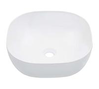 Ceramic Bathroom Sink White 42.5 x 42.5 x 14.5 cm Square Countertop Washbasin for Bathroom Vanity Guest Bathroom with Modern Design and Easy Cleaning