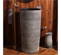 Ceramic Bathroom Sink with Full Pedestal and One Tap Hole - Modern Freestanding Round Basin for Hotels and Home Use