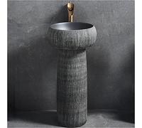 Ceramic Bathroom Sink with Pedestal, Modern Round Basin with One Tap Hole, Freestanding Design for Hotel and Home Use