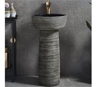 Ceramic Bathroom Sink with Pedestal, Modern Round Basin with One Tap Hole, Freestanding Design for Hotel and Home Use