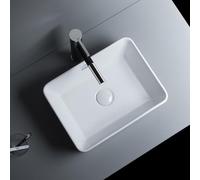 Ceramic Bathroom Vessel Sink, Multiple Size Options, Rectangle Sink for Cloakroom, Above Counter Wash Basin for Apartment Hotel Garage Washroom(40x30x13cm)