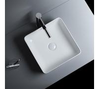 Ceramic Bathroom Vessel Sink, Multiple Size Options, Rectangle Sink for Cloakroom, Above Counter Wash Basin for Apartment Hotel Garage Washroom(36x36x10.5cm)