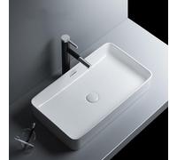 Ceramic Bathroom Vessel Sink, Multiple Size Options, Rectangle Sink for Cloakroom, Above Counter Wash Basin for Apartment Hotel Garage Washroom(60x34x11cm)