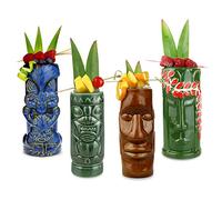 Ceramic Beach Tiki Party Pack - Set of 4 - Ceramic Cocktail Mugs