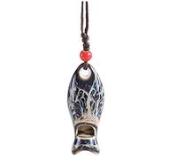 Ceramic Beads Fish Whistle Pendant Necklace for Men Women Personalized Cremation Jewelry for Ashes Memorial Unique Color Vintage Ethnic Jewelry, Ceramic Copper