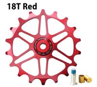 Ceramic Bearing Bicycle Derailleur Pulley Wheel 16T 18T Narrow Wide, Works With 7 To 12 Speed Systems, Aluminum Alloy And Hollow Design For Mud And Sand Evacuation(Red 18T)