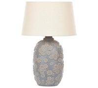 Ceramic Bedside Table Lamp Empire Shade Floral Pattern Grey and Beige Ferrey