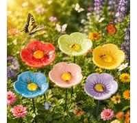Ceramic Bee Drinker, Insect Drinker, Garden Bee Bar Water Drinker, Bee Drinker for the Garden, Feeding Bowl for Honey, Weatherproof Garden Decoration Plug for Balcony and Yard, Pack of 6