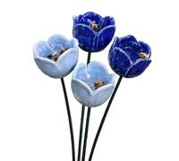 Ceramic Bee Drinker - Set of 4 Handmade Flowers 22cm | Water Station Insects Pollinators Outdoor Garden Decoration | Bathroom Butterflies Hummingbirds Patio Patio House
