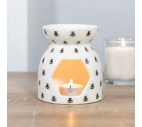 Ceramic Bee Print Oil Burner And Wax Melt (Height) 11 Cm