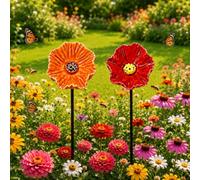 Ceramic Bee Watering Station for Garden,Blossom Flower Bee Cup with Stakes Decorative,Colorful Butterflies Bees Drinking Station,Wildlife Drinking and Water Bath Feeder Cups for Yard Patio Lawn