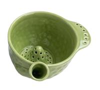 Ceramic Berry Washing Bowl, Swirling Colander for Fruit, 18cm | Premium ceramic bowl features swirling drainage, designed for fruit, fits home decor Green