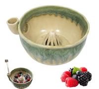 Ceramic Berry Washing Bowl with Auto-Spin Swirl Drainage Self-Rinsing Fruit Bowl, Multi-Functional Colander for Strawberries,Berries, and Grapes