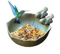 Ceramic Bird Bath Bowl Retro Bird Bath Decorative Feeder Bowl Artistic Multi-Functional Backyard Birding & Wildlife, Birdbaths Yard Garden Decor for Parrots Butterflies Bees Squirrels