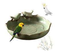 Ceramic Bird Bath Bowl, Retro Finish Birds Food Container Holder, Ceramic Bird Baths for Outdoors Parrot Watering Bowl for Garden Aquarium Backyard Outdoor Indoor Decor