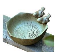 Ceramic Bird Bath Bowl, Vintage Ground Feeding Tray, 6.3x6.3x3.15 Inches Artistic Multi Functional Birdbath for Garden Decor, Parrots, Butterflies, Bees, Squirrels, Outdoor Yard Wildlife