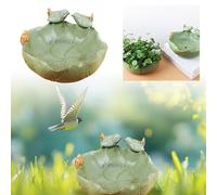 Ceramic Bird Bath for Outdoor Use - Ideal Ground Bird Feeders for Garden Balcony or Tabletop (A, 20x24x11.5cm)
