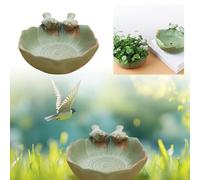 Ceramic Bird Bath, Large Birds Baths with Multiple Styles, Ceramic Bird Bath for Garden, 10 Inch Handmade Parrot Baths & Feeders for Outdoors Balcony and Lawn, Decorative Parakeet Feeder (G)