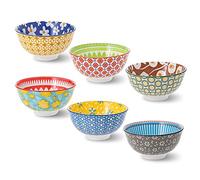 Ceramic Bowl Set Small Bowls - 6 Little Porcelain Dessert Bowls Set - 10 oz for Rice | Soup | Snack | Side Dishes | Yogurt | Ice Cream - Coloful Cute Dish Set - Microwave | Dishwasher Safe - 4.75 Inch