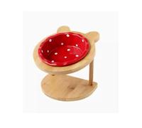 Ceramic Bowl with Shelf for Pet,Bevel Neck Guard, Water and Food Bowl, Pet Accessories, Cat and Dog(Red)